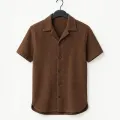 Richman Cuban Collar Shirt For Men - Half Sleeves Men Shirts - Waffle Knit Casual Shirts For Men. 