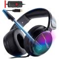 XIBERIA-V20 USB PS4 Headset for Host Connection, 7.1 Surround Sound PC Gaming Headset with 1.95 Meter Cable and Noise Cancelling Mic Headphones with RGB Light. 