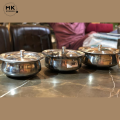 Serving Handi | Premium Stainless Steel Serving Handi | Available in All Sizes | Food-Grade Mathar Designed Handi with Steel Lid | Hammered/Naqshi/Modern Design. 