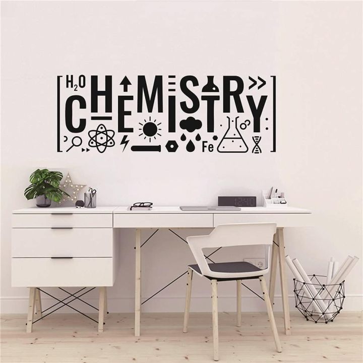 Art Letter Chemistry Wall Decal Classroom Laboratory Decoration Science Education Wall Sticker for Student,Bedroom Interior Decor Mural TM-63 (Black)