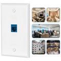 4x Cat6 Ethernet Wall Plate Outlet 1 Port RJ45 Network Female To Female Keystone Wall Coupler Jack Plate White & Blue. 