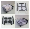 6/4 Slot Tray for Non Slip Serving of Coffee ,Tea ,Drinks Easy Grip Elegant Shiny Look Acrylic Glass Holder, Black/White One Size. 