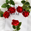 Red color Artificial flowers bouquet High-quality /faux flowers Silk material Red silk rose flower Bouquet arrangement Rose flower design Wedding home table decoration for Wedding decoration Home. 