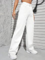 Women White Denim Jeans Straight Fit For Girls | High Waisted. 
