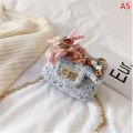 Cute Cotton Linen Small Square Mini Handbag Sling Crossbody Bag For Kid Girls. 