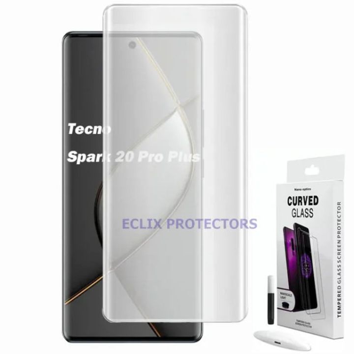 Tecno Spark 20 Pro / PRO + UV Tempered Glass Screen Protector Full Glue Nano Liquid Protective Film Original High Quality