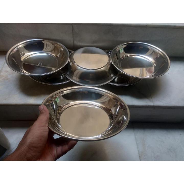 1 Piece Round Plate Thaali Parat Stainless Steel 8.10 inches