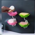Wall- Mounted Drain Soap Box Double Layer Flower Shaped Soap Tray Removable Soap Dish Non- Slip Storage Self- Adhesive Bathroom Accessories. 