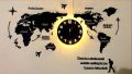 The New 2022 Wooden World Map Clock Wood Wall Clock Large Modern Design 3D Stickers Hanging Clock Decorative Watch Home Silent Wall Clocks. 