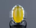 Mens Yemeni Zard Aqeeq Sterling Silver 925 Yellow Onyx Ring Yellow Carnelian Ring Zard Aqiq Ring Yemen Hakik Ring Natural Yellow Agate Ring Chandi Ring Original Gemstone Ring. 