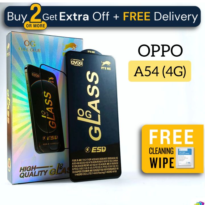 1-5 Pcs - OPPO A54 (4G) - OG Gorilla Glass Screen Protector- Premium Quality - Extra Smooth touch - With Cleaning Wipe