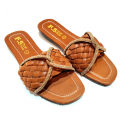New 2025 Eid Collection Elegant Design Stylish Wear Flat Sandal for Women and Girls by Nagra Shoes - NS-50014- Brown. 