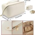 Portable Large Capacity Travel Cosmetic Bag with Handle Makeup Organizer Bag Storage Makeup Bag Waterproof PU Leather Travel Toiletry Bag for Women. 