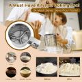 Stainless Steel Flour Sieve, 3 Cup Rotating Crank Pastry Sieve Flour Kitchen Craft Stainless Steel for Home Bakeries Pastries Flour Ice Sugar. 