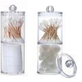 Two-Layer Acrylic Organizer Transparent Round  Storage Box CottonBud Cotton Bud Puff & Pad Box Cosmetics Holder. 