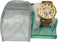 leather belt golden color and brown leather belt 2nd copy of Rolex Skeleton Double Sided Glass Transparent Watch for Men / Women / Girls / Boys. 