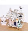 Premium 2-Tier Gold Vanity Tray - Cosmetic Storage Rack for Bathroom Countertop & Dresser Vanity | Makeup Brush Holder & Organizer for Kitchen. 