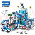 SWAT Police Station Military City Model Set Prison Car Policeman Boat Figures Building Blocks DIY Toy for Kids Boys Gift. 