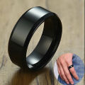 Stainless Steel Rings for Unisex / Cool Simple Band 8MM Width/ Black Ring. 
