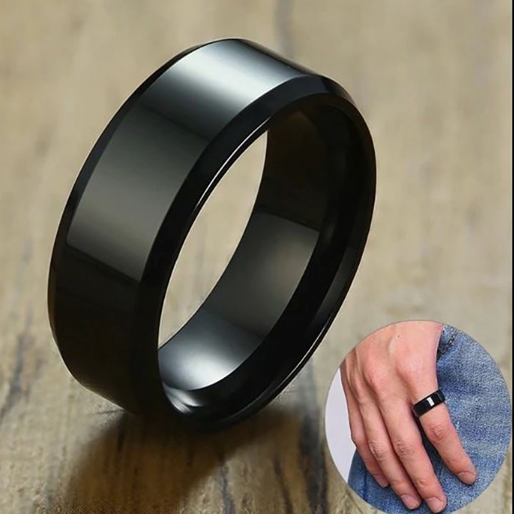 Stainless%20Steel%20Rings%20for%20Unisex%20/%20Cool%20Simple%20Band%208MM%20Width/%20Black%20Ring%20-%20Image%203