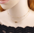 Gold Love Heart Multi Layer Beads Chocker Necklace For Girls. 