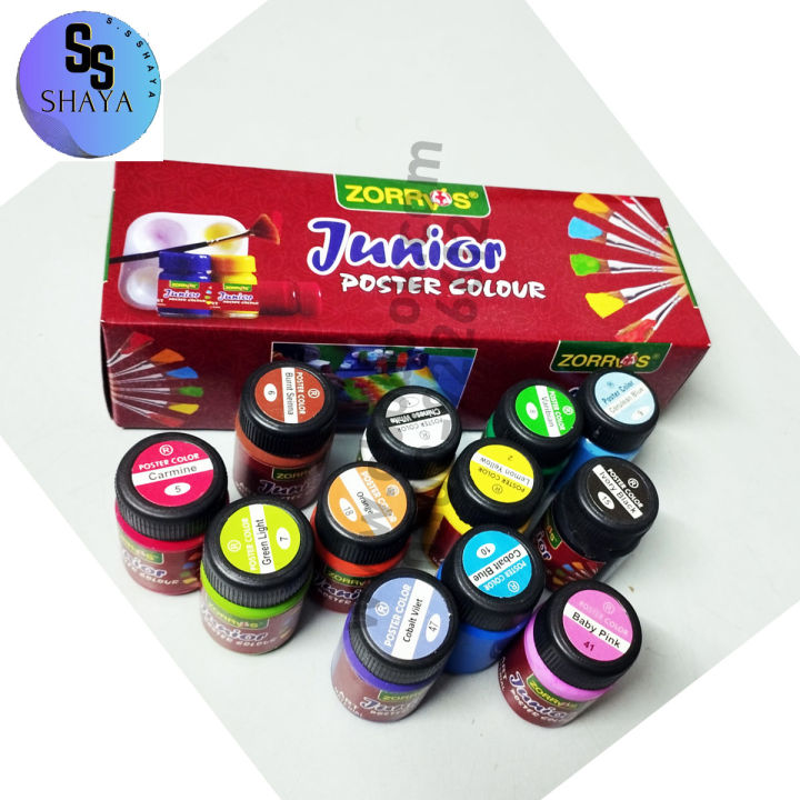 POSTER COLOURS ZORROS JUNIOR POSTER MIX COLOURS – PACK OF 12