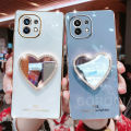For Xiaomi Mi 11 Lite Cover with Makeup Mirror Shiny Plating Square Bumper Girls Phone Case Soft TPU Silicone Shockproof Protective Back Cover. 