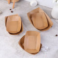 10Pcs Disposable Kraft Paper Boats Plates Trays Sushi Boat Box Food Paper Boxes. 