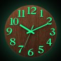 Night Light Wall Clock, Big size Glow in The Dark Wooden Wall Clock, Luminous Wall Clock for Bedroom, Living Room, Kitchen- Best for Dark. 