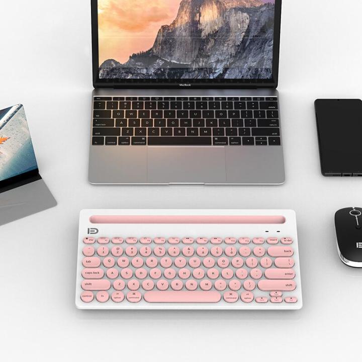 Imported High Quality Keyboards Basic Mobile Tablet Laptop Keyboard or Wireless Keyboard - Bluetooth Wireless Keyboard With Tablet & Phone Holder 79 Keys in Black & Pink color Basic keys of Bluetooth Wireless Keyboard