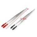 2Pcs Lab Industrial Rubber Tipped Tweezers Steel Non Marring Flat Tip Tip Steel Forceps Black and Red Tip Craft Tweezers Tools Nice Control. 