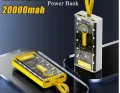 Transparent 20000mAh Power Bank  66W Fast Charging Portable Charger External Battery Pack Powerbank For iPhone Android and all Devices. 