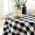 Round Buffalo Plaid Tablecloth-1 * Tablecloth-black & white. 