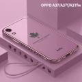 COROGI for OPPO A37 Back Cover with Lanyard Luxury Plating Maple Leaf Stylish Fancy Case Soft Silicone Square Mobile Phone Cases Pouch for Girls Boys. 