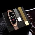 Gesh 2023 Gold Women's Watches Sports Touch Led Digital Electronic Wrist Watch For Men Student Girl Hand Ring Magnetic Bracelet Watch. 