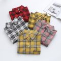 Plaid Shirt Women's New Spring and Autumn Clothing Long Sleeve Loose Korean Style Shirt Retro Hong Kong Style Top. 