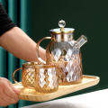 Water bottles Set 1000ml  French Amber Color Diamond Kawaii Teapot Kettle Cup Thermal Pots Set Kitchen Accessories Gift. 