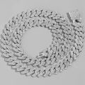 Silver Color 14mm Prong Miami Cuban Link Chain Necklace For Women Iced Out 2 Row Rhinestones Square Cuban Link Choker Jewelry Golven Toy. 
