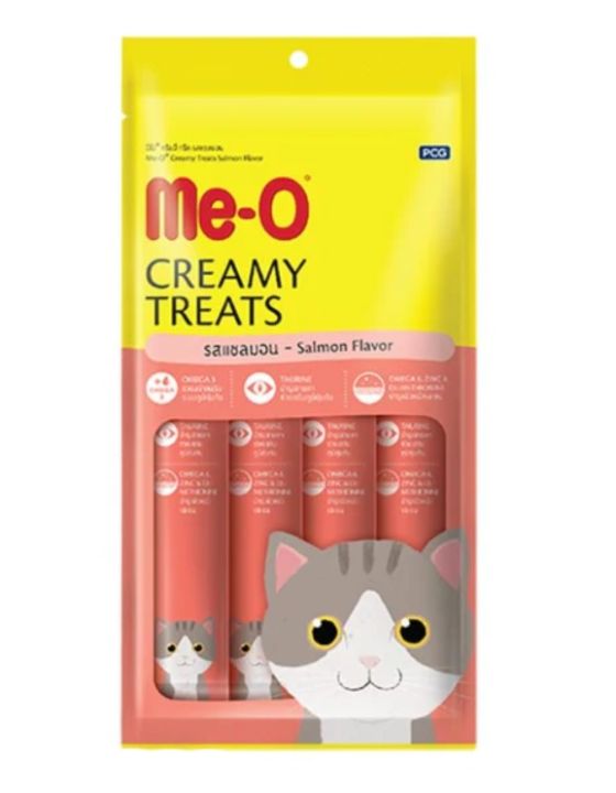 Meo Creamy Treats For Cats and Kittens Salmon Flavor 60 Gm Pack - Me-O (15GMx4)