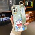 dienya For vivo Y55 5G Case With Wristband New Design Phone Case For Girl Women Thin Pattern Cartoon Doraemon Cat Shockproof Plating Silicone Casing Full Cover SoftCase Protection Cases. 