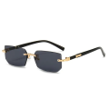 Eldorado Rimless Sunglasses Rectangle Fashion Popular Women Men Shades Small Square Sun Glasses For Female Male Summer Traveling Oculos | Leopard Head Sunglasses. 