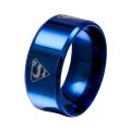 Blue Titanium Superman Logo Ring For Men And Boys(Unisex). 