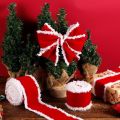 Portable 1/5m Christmas Decoration Red Ribbons DIY 5cm Wide Christmas Tree Decoration Ribbon White Fur Edge Christmas Gift Packing Ribbon Christmas Decoration. 