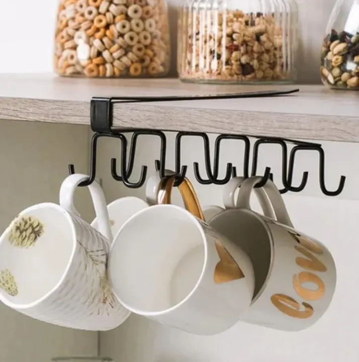 Cup Holder Under Cabinet, 10 Hook Cup Rack Hanger Coffee Cup Holder for ...