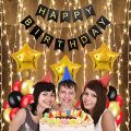 Happy Birthday Decoration, Set 30Pcs Shining  Balloons, Birthday Banner 1pcs,3Pcs Star Foil,1Pcs Lights LED Backdrop. 