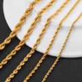 Width 2/3/4/5/6mm 316L Stainless Steel Gold Color Twisted Rope Chain Necklace For Men's and Women's Jewelry wholesale. 