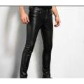 Men's Black Real Cowhide Slim Fit Leather Pants Jeans Trousers Bikers Pant. 