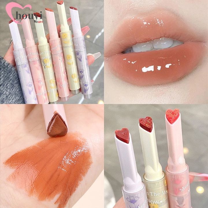Long Lasting Waterproof Non-stick Cup Lip Tint Korean Lip Gloss Mirror Moisturizing Lip Glaze Lip Makeup Cosmetic Water Light Jelly Heart Shape Lipstick Pen