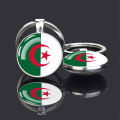National Flag Keychain Algeria Turkey Tunisia Morocco Portugal Albania Double-sided Glass Pendant Keyring Jewelry Key Chains. 