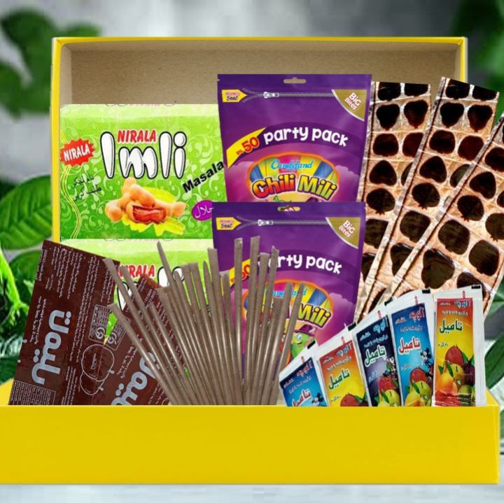 Ultimate Spicy Snack Box – Sour Tamarind, Churan Sticks, Chili Mili Jelly & Lavashak Combo Pack